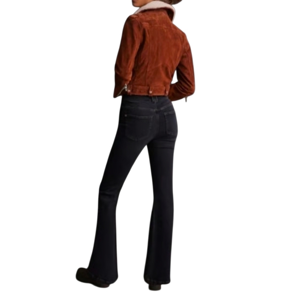 Anthropologie  Patch Pocket Pilcro The Icon Wide Leg Flare Jeans Black  28 - Picture 3 of 16